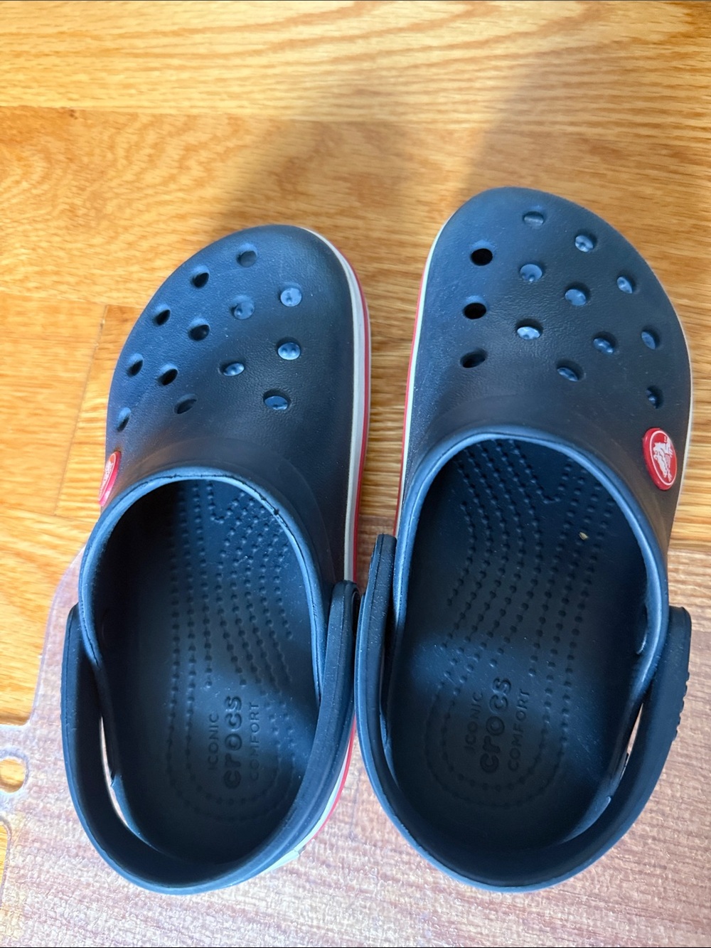 CROCS Kids Navy Blue Clogs with Red Accent